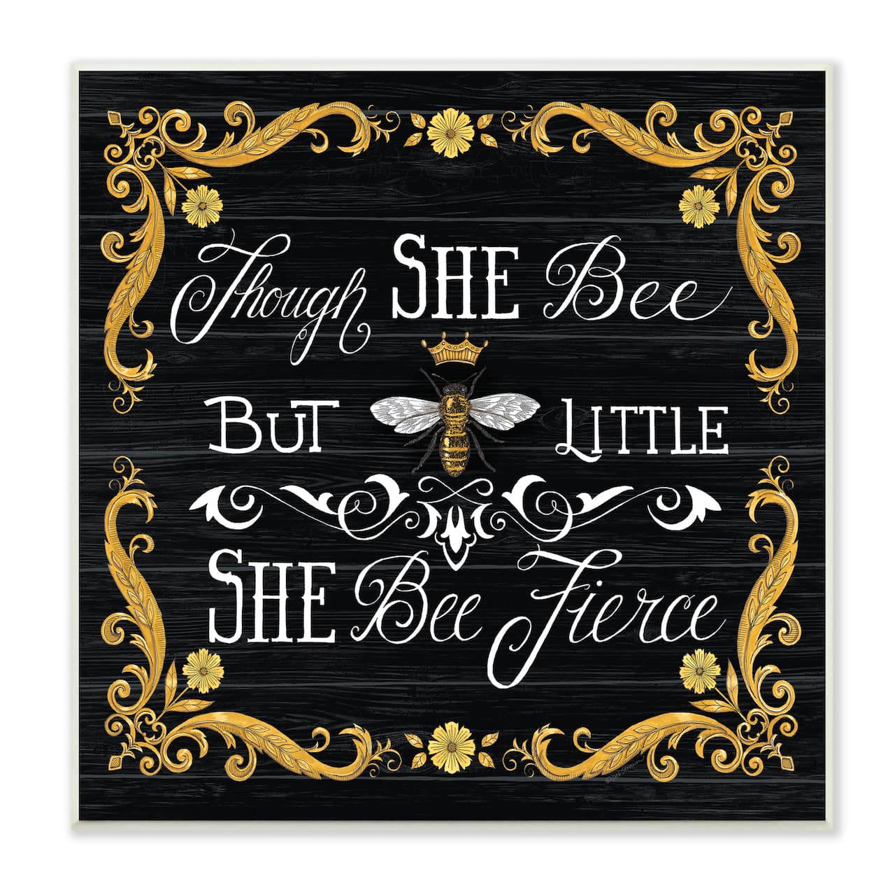 Stupell Industries She Bee Fierce Female Motivational Phrase Vintage Pun Wood Wall Plaque